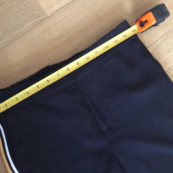 Navy crepe dress pant with sporty mustard & white side stripes - Picture 11 of 13